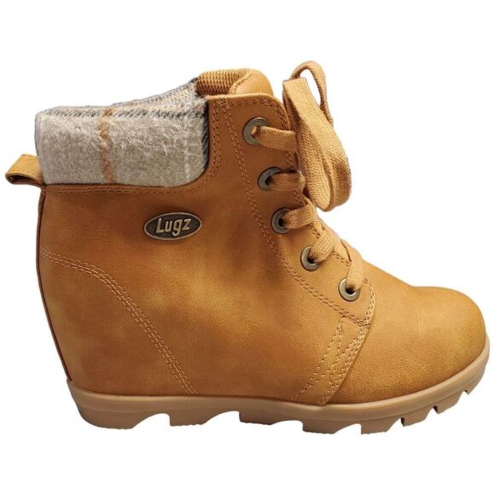 Lugz Marsella Winter Ankle Boots Womens Size 7 Tan Round Toe Lace Up WMARSV-2370
